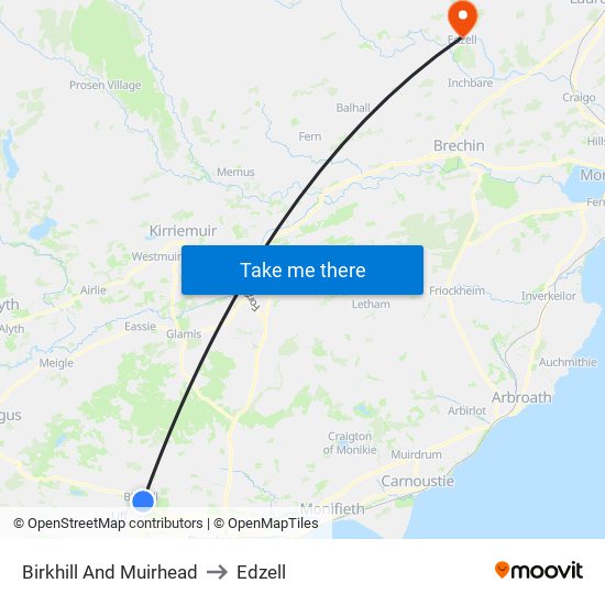 Birkhill And Muirhead to Edzell map