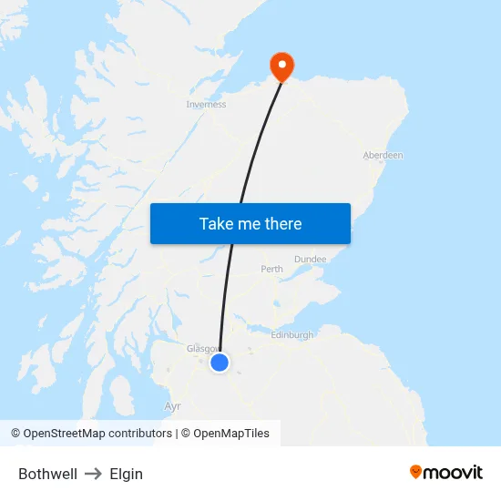 Bothwell to Elgin map