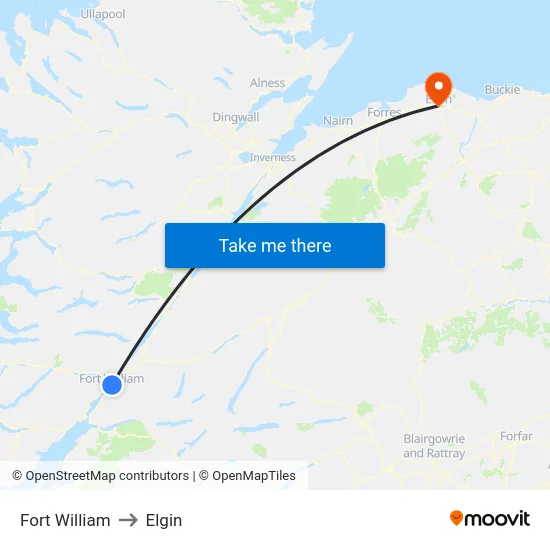 Fort William to Elgin map
