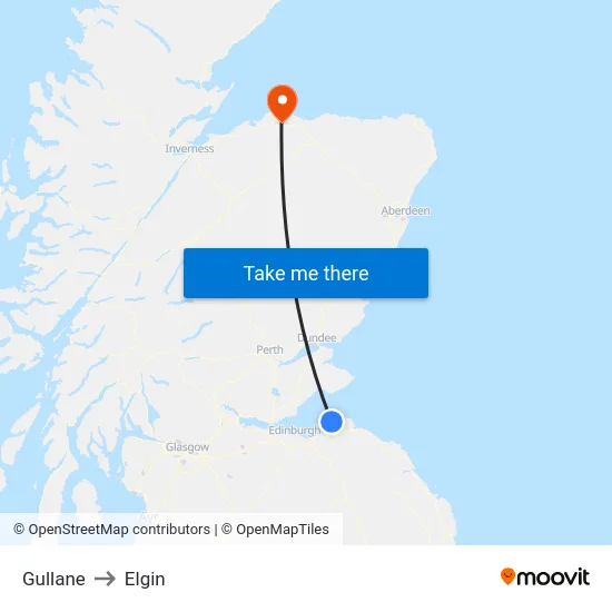 Gullane to Elgin map