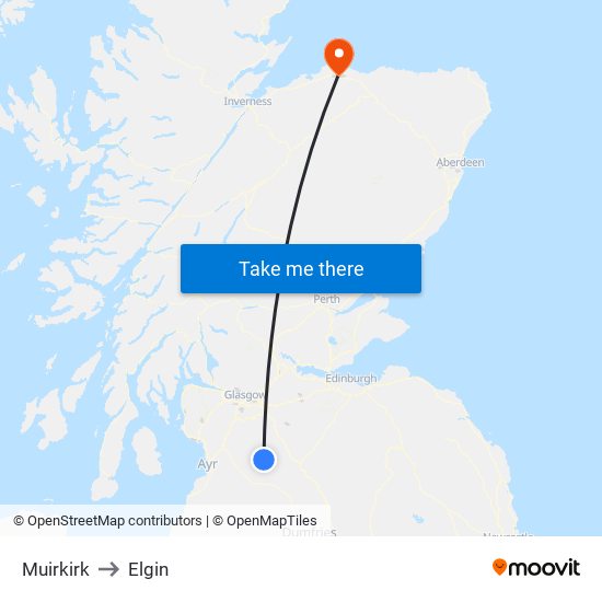 Muirkirk to Elgin map