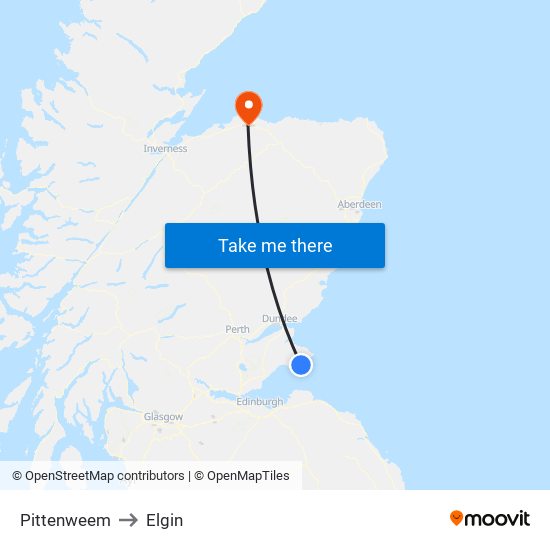 Pittenweem to Elgin map