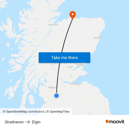 Strathaven to Elgin map