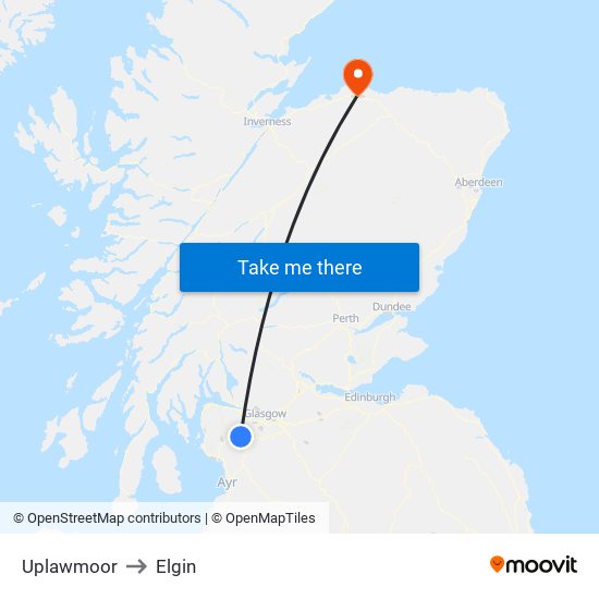 Uplawmoor to Elgin map