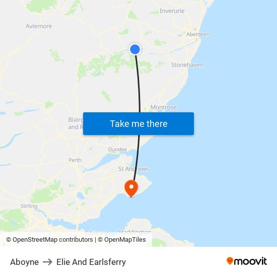 Aboyne to Elie And Earlsferry map