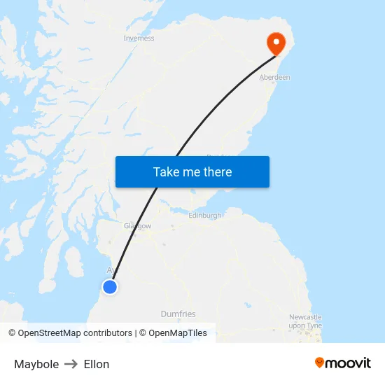 Maybole to Ellon map