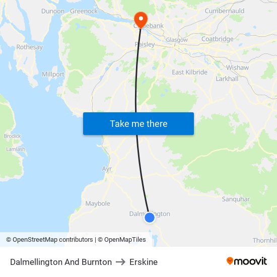 Dalmellington And Burnton to Erskine map