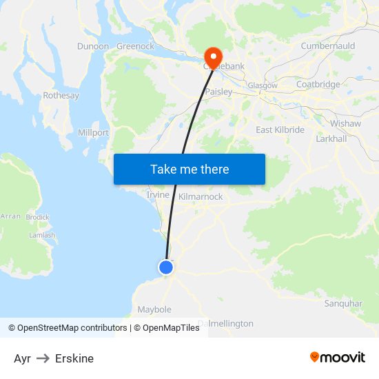 Ayr to Erskine map