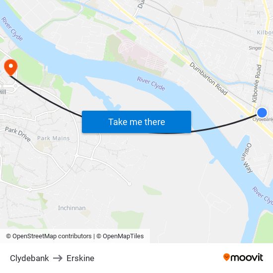 Clydebank to Erskine map
