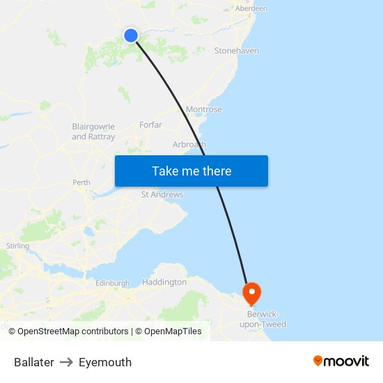 Ballater to Eyemouth map