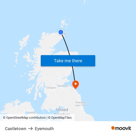 Castletown to Eyemouth map