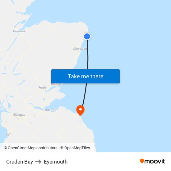 Cruden Bay to Eyemouth map