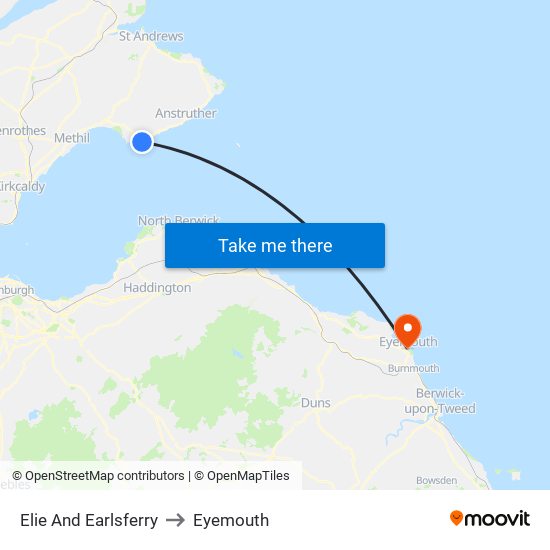 Elie And Earlsferry to Eyemouth map