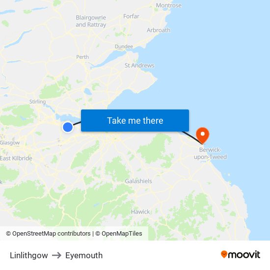 Linlithgow to Eyemouth map