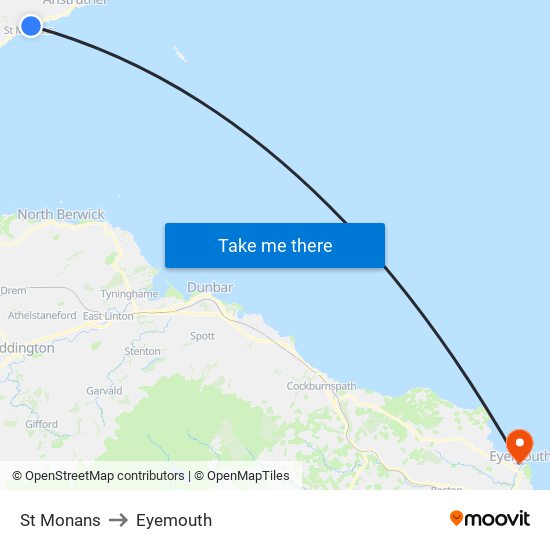 St Monans to Eyemouth map