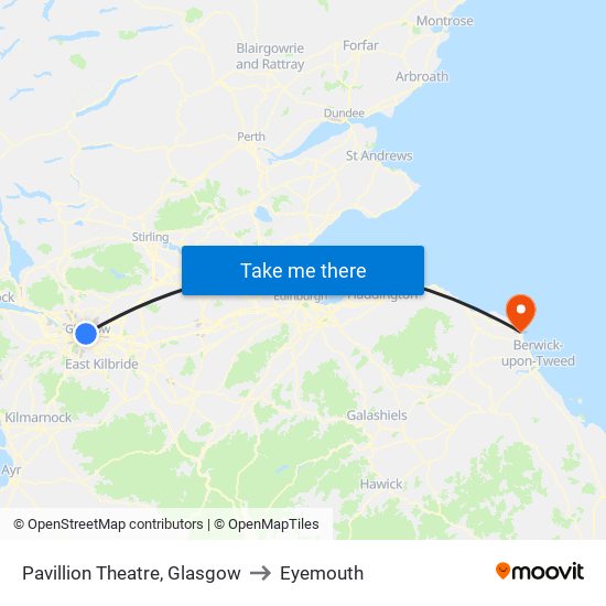 Pavillion Theatre, Glasgow to Eyemouth map