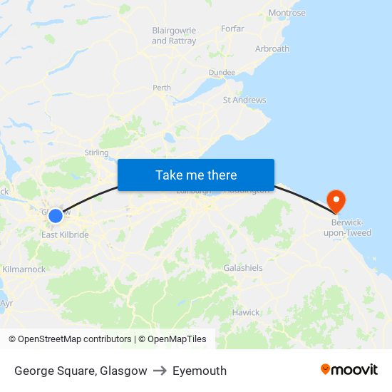 George Square, Glasgow to Eyemouth map