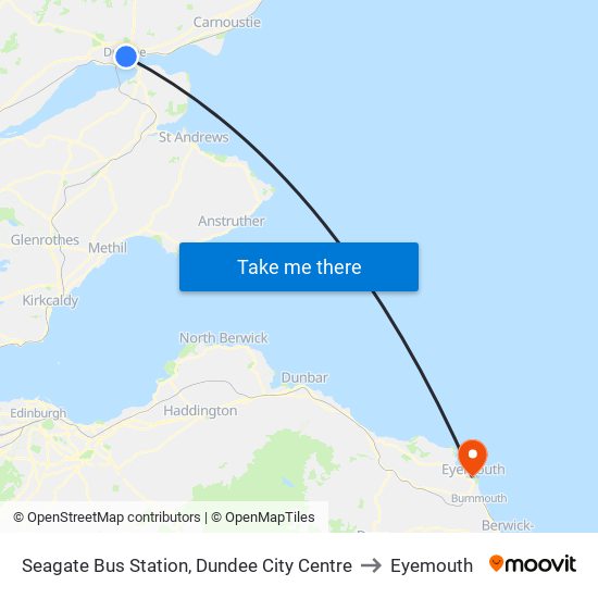 Seagate Bus Station, Dundee City Centre to Eyemouth map