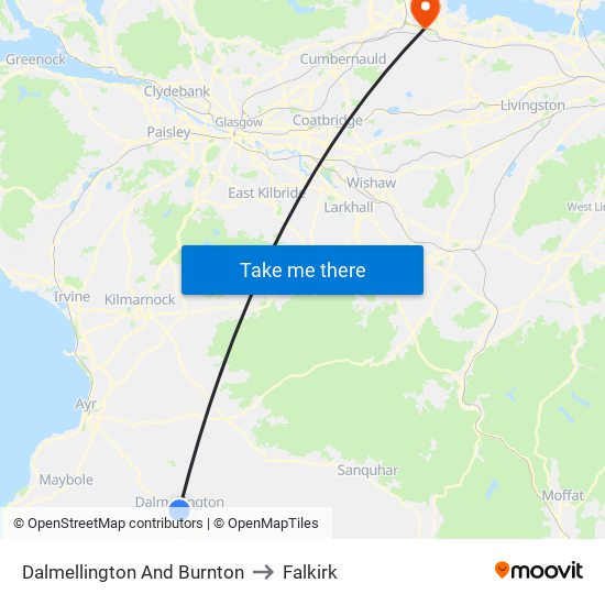 Dalmellington And Burnton to Falkirk map