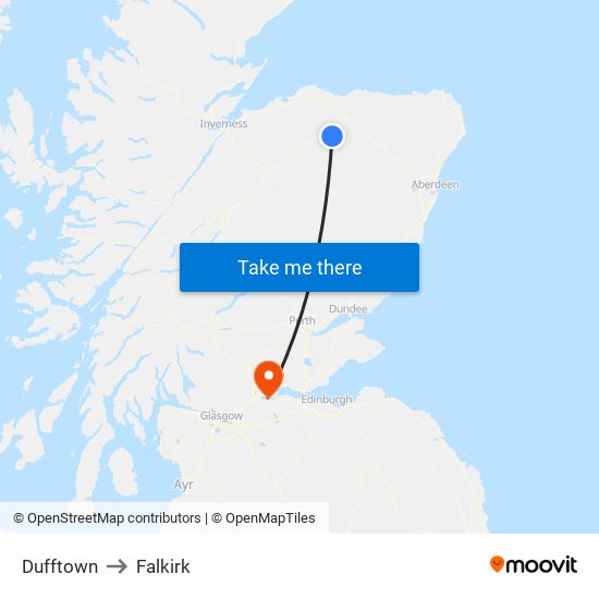 Dufftown to Falkirk map