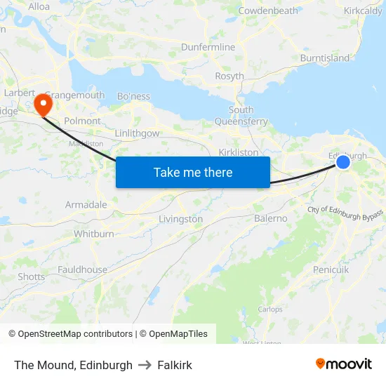 The Mound, Edinburgh to Falkirk map