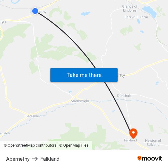 Abernethy to Falkland map