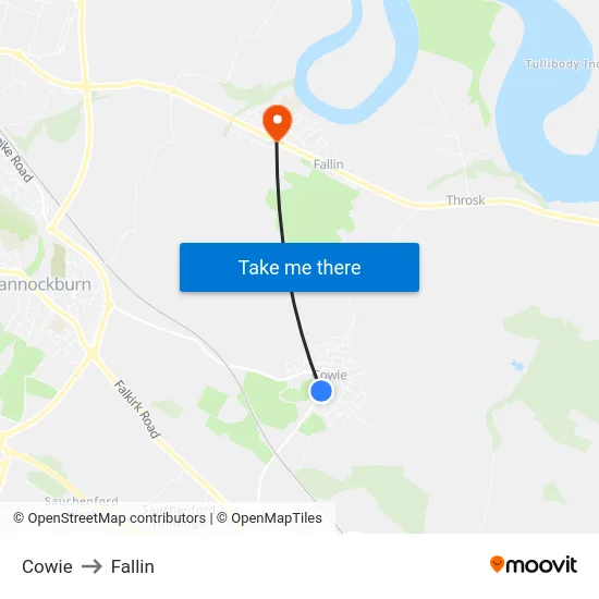 Cowie to Fallin map