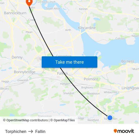 Torphichen to Fallin map