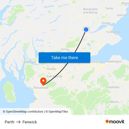 Perth to Fenwick map