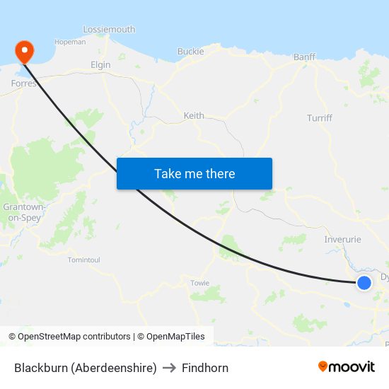 Blackburn (Aberdeenshire) to Findhorn map