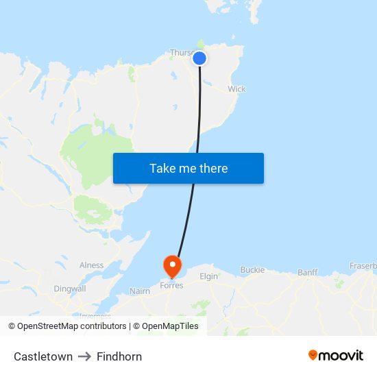 Castletown to Findhorn map