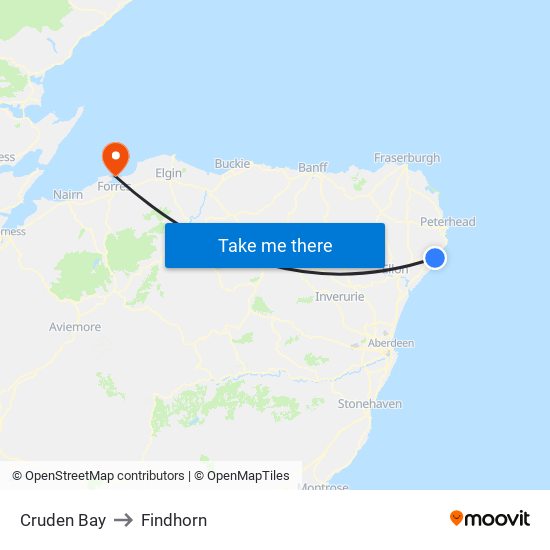 Cruden Bay to Findhorn map