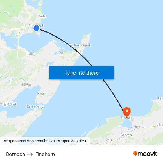 Dornoch to Findhorn map