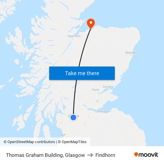 Thomas Graham Building, Glasgow to Findhorn map