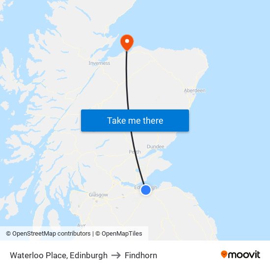 Waterloo Place, Edinburgh to Findhorn map