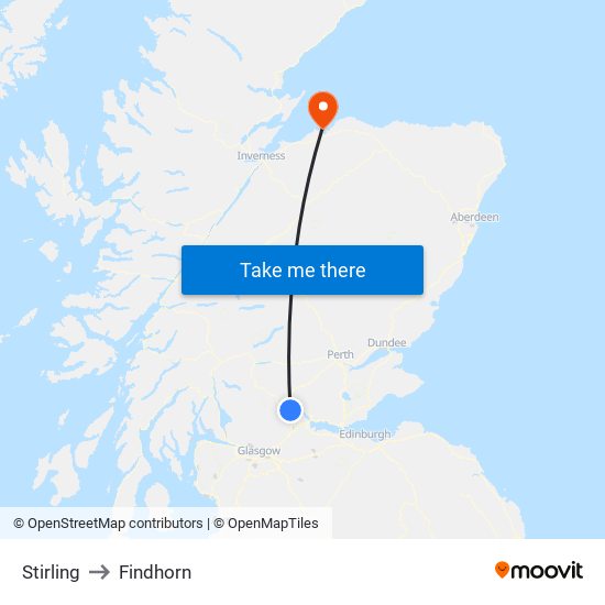 Stirling to Findhorn map