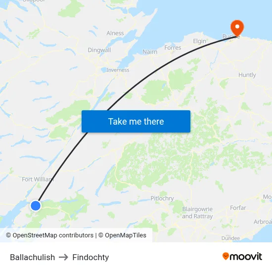 Ballachulish to Findochty map