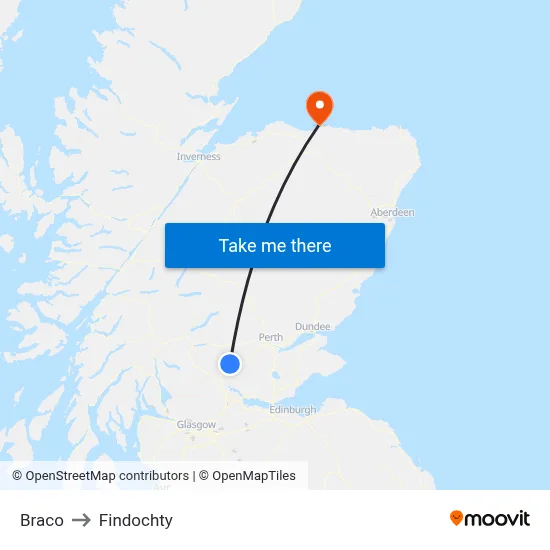 Braco to Findochty map