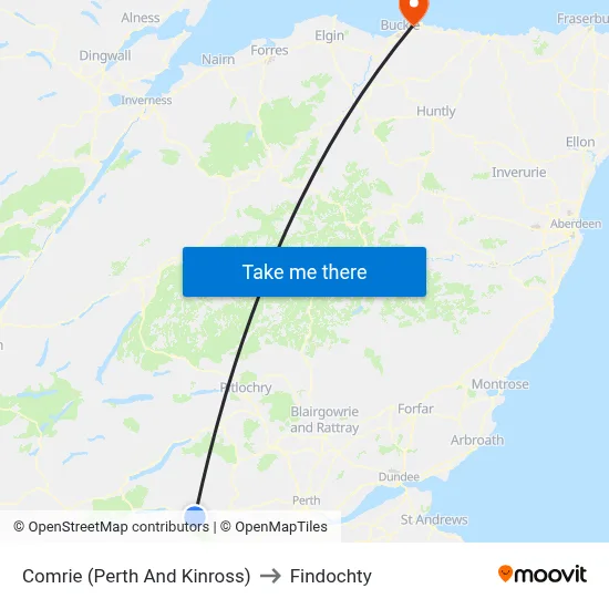 Comrie (Perth And Kinross) to Findochty map