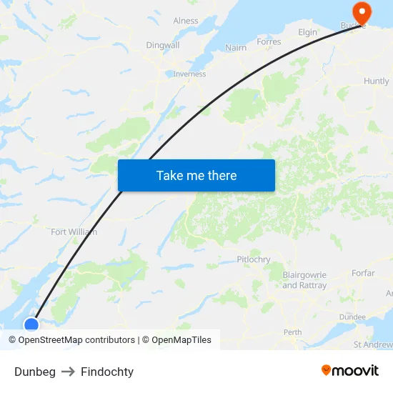 Dunbeg to Findochty map