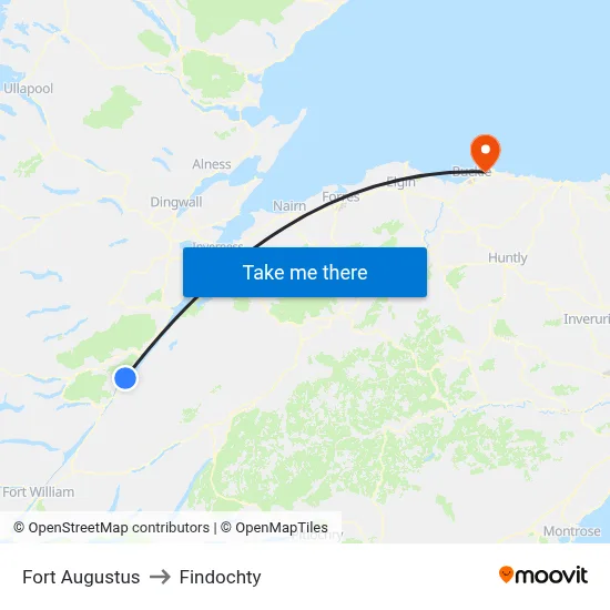 Fort Augustus to Findochty map