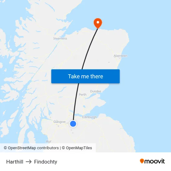 Harthill to Findochty map