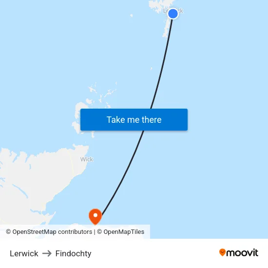 Lerwick to Findochty map