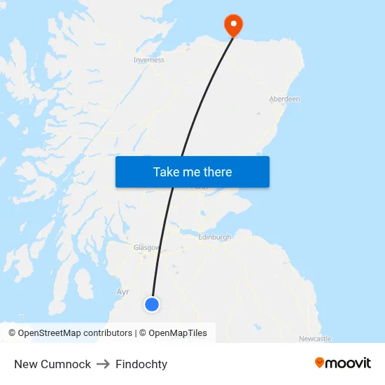 New Cumnock to Findochty map