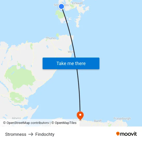 Stromness to Findochty map