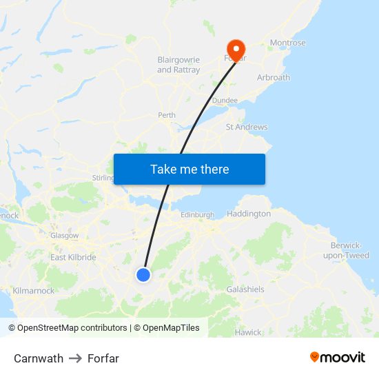 Carnwath to Forfar map