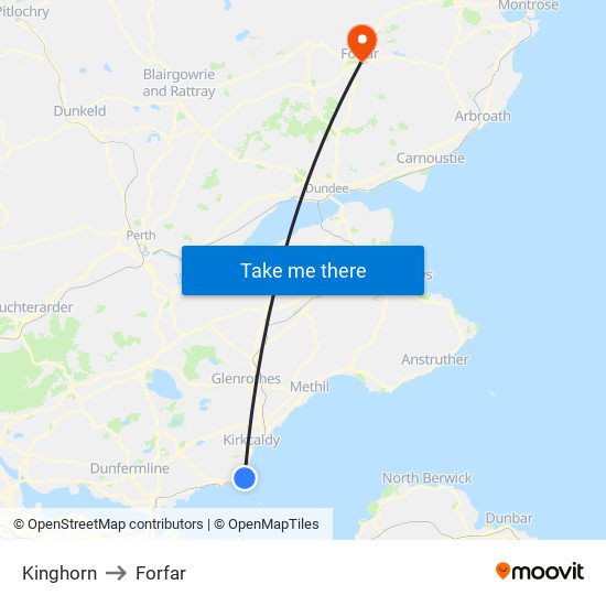 Kinghorn to Forfar map