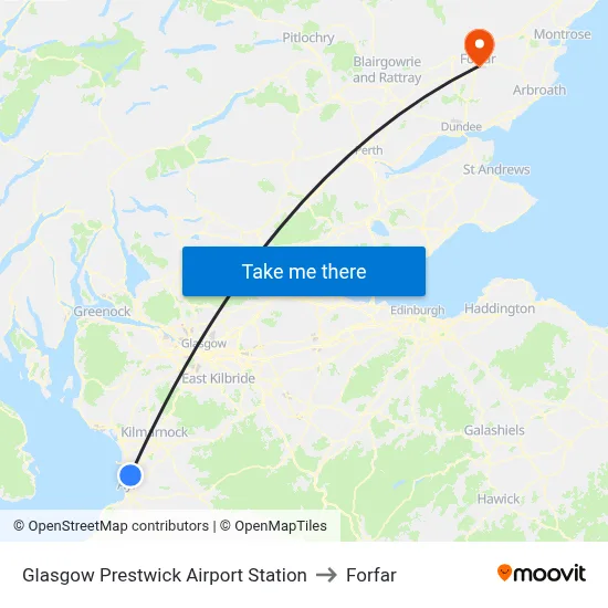 Glasgow Prestwick Airport Station to Forfar map