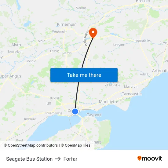 Seagate Bus Station to Forfar map