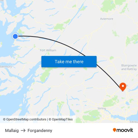 Mallaig to Forgandenny map